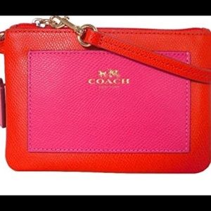 Coach Red Pink Leather Wristlet